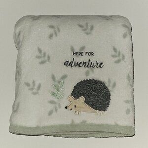 Parent's Choice Here For Adventure Hedgehog Baby Blanket Green White Leaves